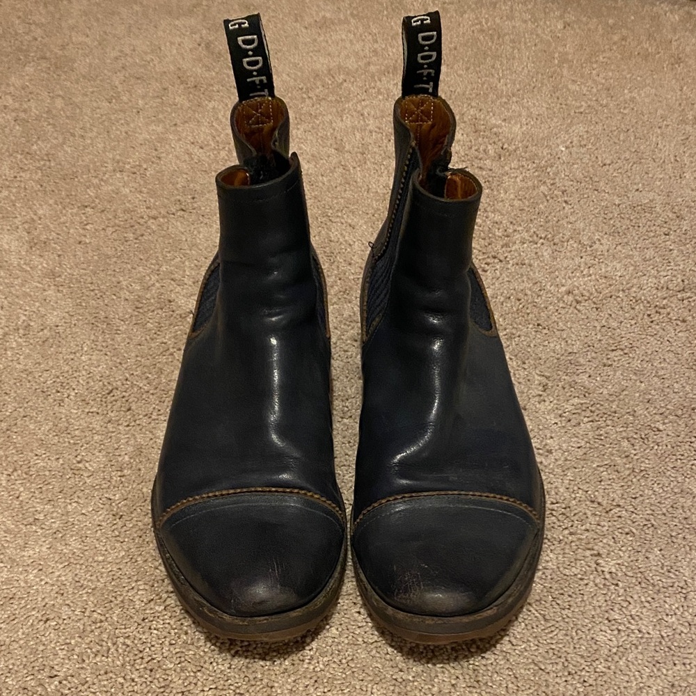 John Fluevog Nathan boot. Men’s size 10 rich, blue leather